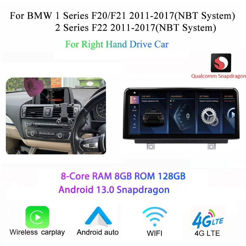 Central Multimedia Wireless Carplay para BMW series 1 2 3 4