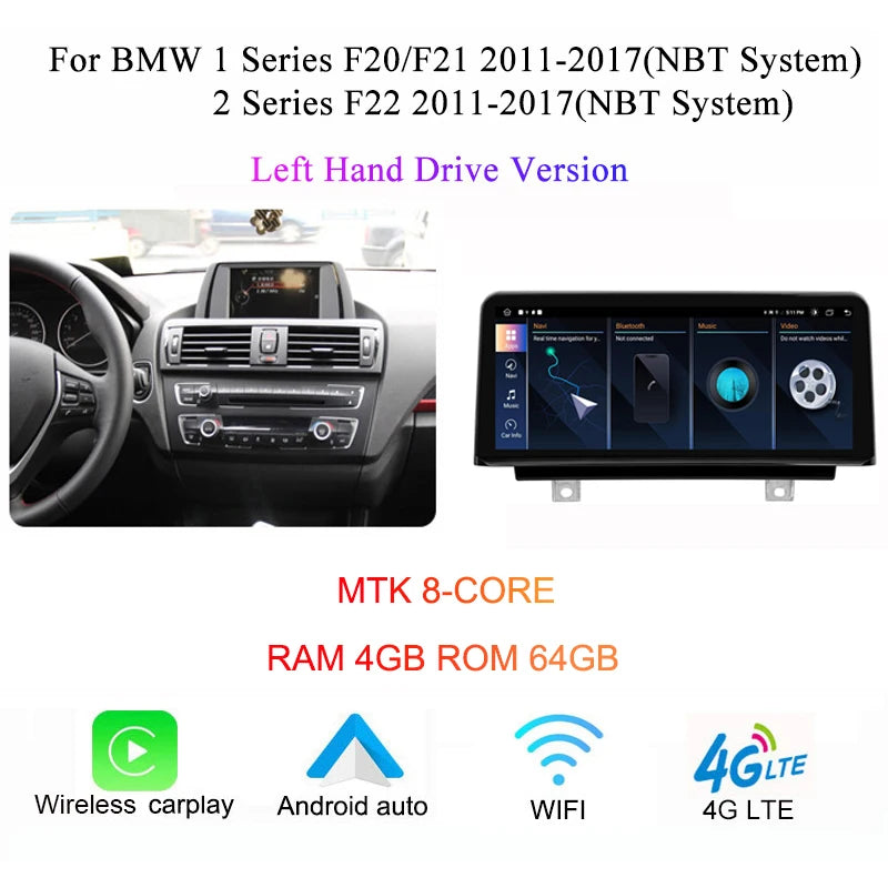 Central Multimedia Wireless Carplay para BMW series 1 2 3 4
