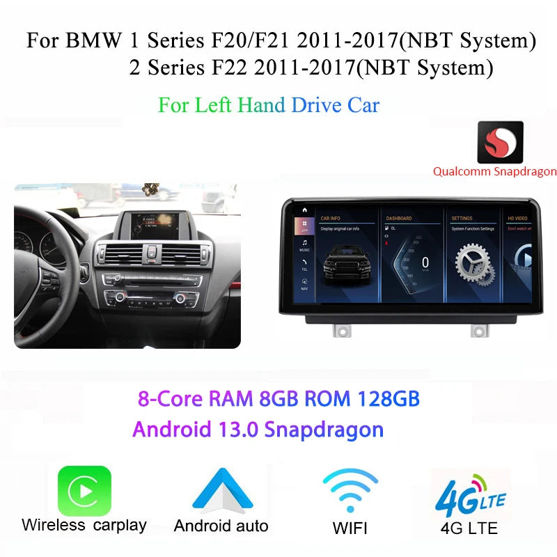 Central Multimedia Wireless Carplay para BMW series 1 2 3 4