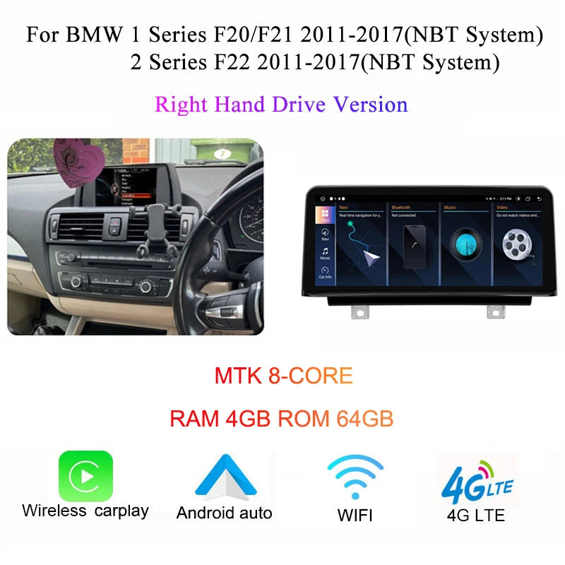 Central Multimedia Wireless Carplay para BMW series 1 2 3 4
