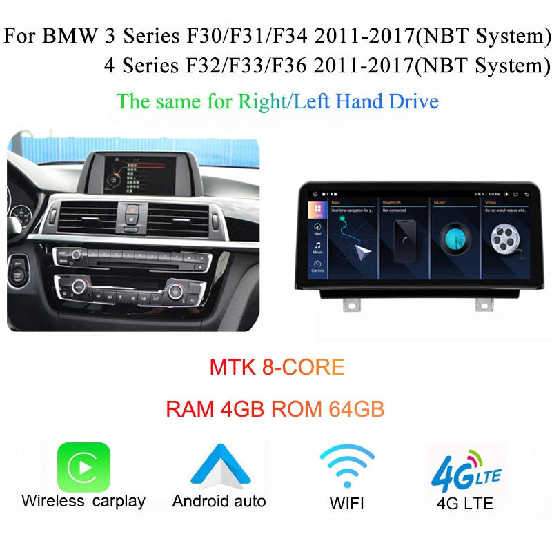 Central Multimedia Wireless Carplay para BMW series 1 2 3 4