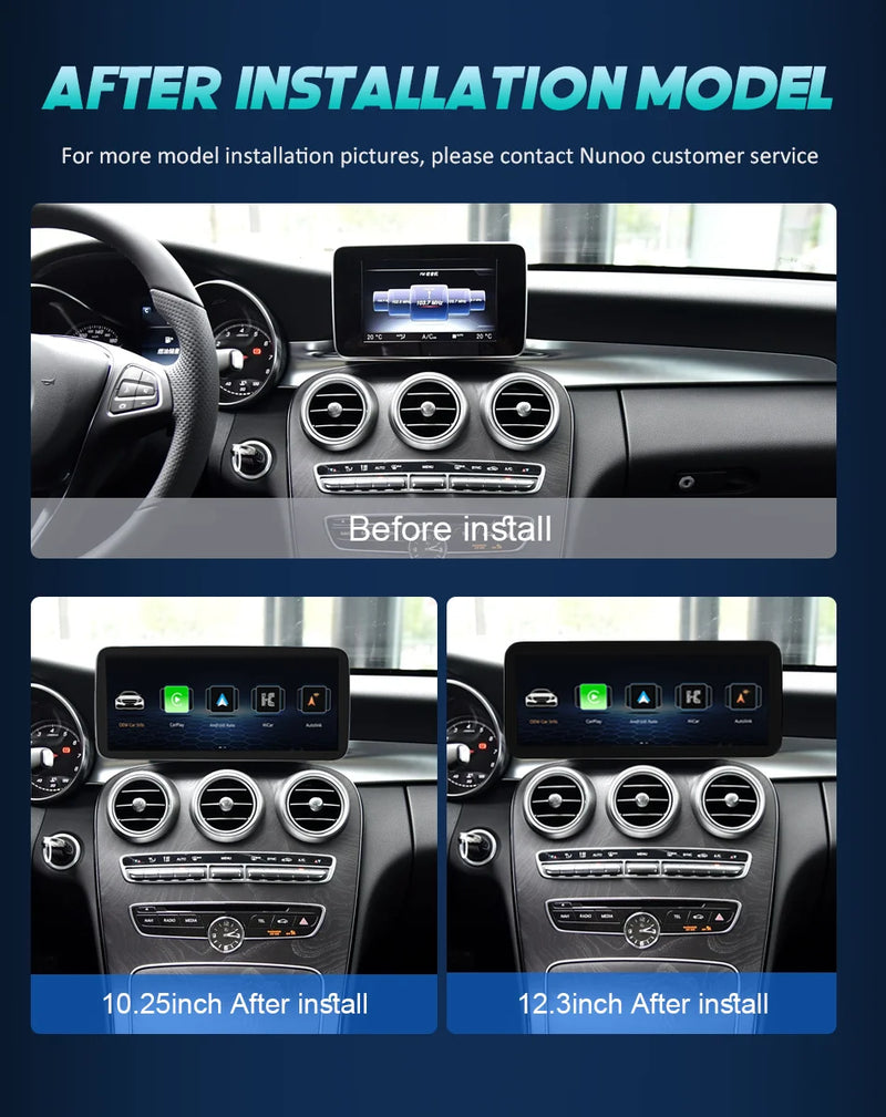 Central multimidia Wireless Carplay para Mercedes Classe CW205 GLC X253 C180 C200 300 350 2015-2018